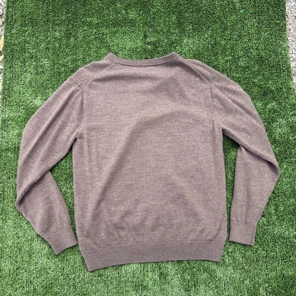 Men's Hart Schaffner Marx Merino Wool Brown V-Neck Sweater, Size M - Picture 2 of 6